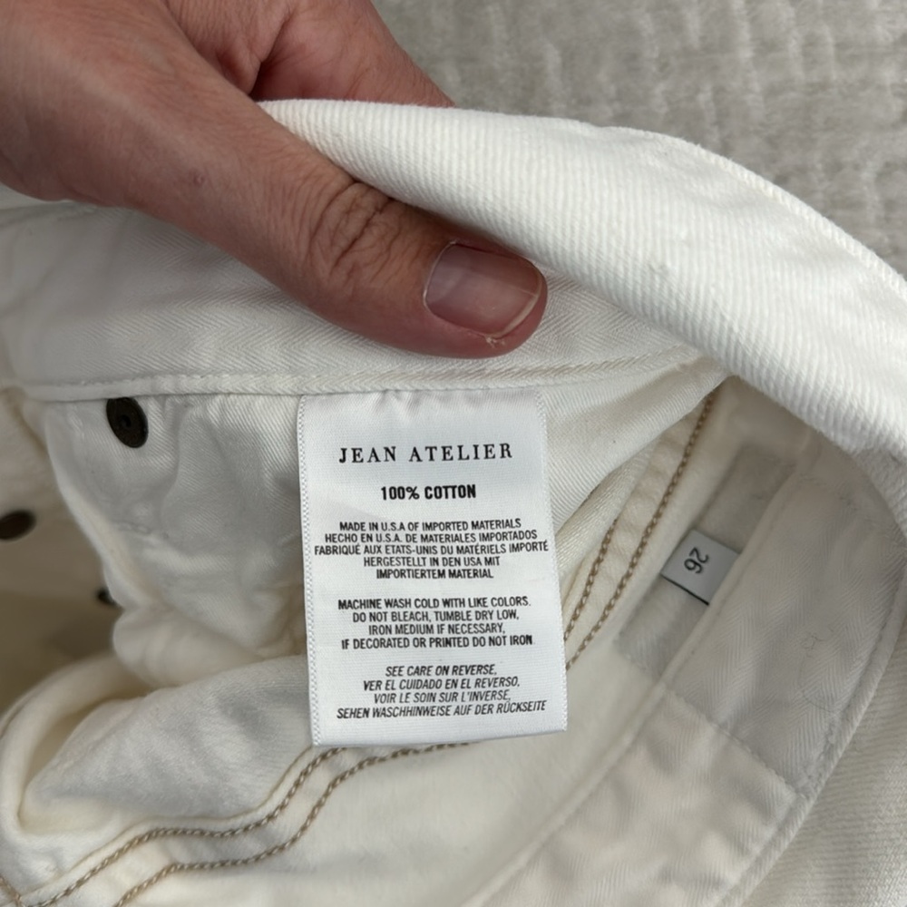 Jean Atelier Flip Straight Leg Jeans in White Sand distressed button fly - Picture 10 of 11